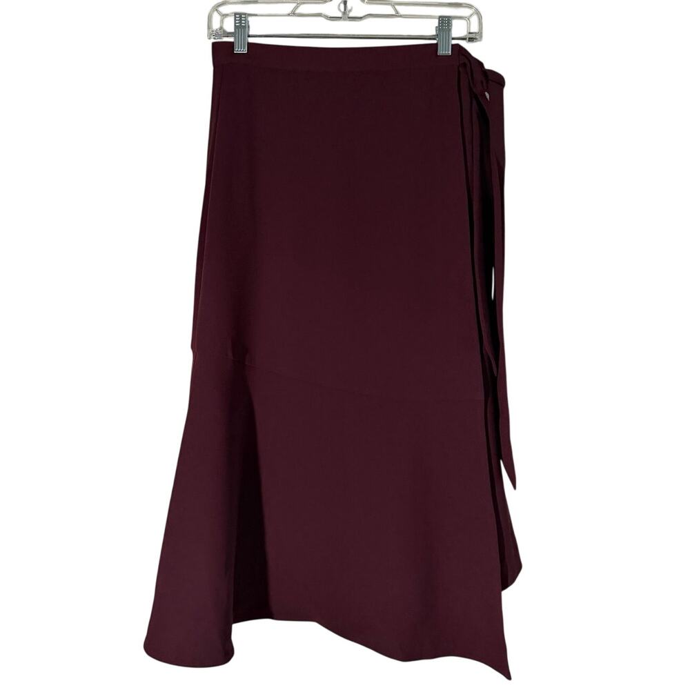 Express Asymmetrical Wrap Tie Midi Skirt Womens Size 6 Plum Work Dark Romantic